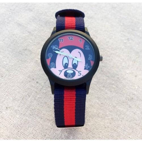Fashion Cartoon style Watches Womens Girls Students Boys Children Black case Nylon Quartz Wrist Watch JL05