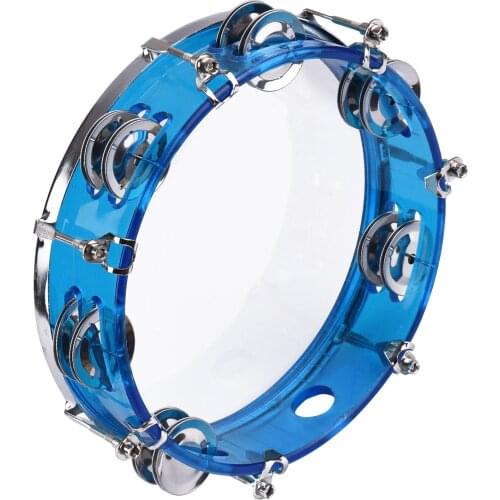 Muslady 8-inch Tambourine Handbell Hand Drum with Double Row Jingles Percussion Instrument