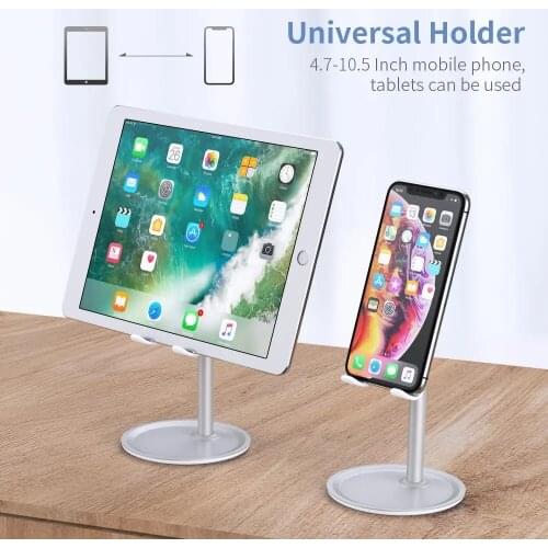 Aluminum Alloy Desktop Phone Holder Tablet Stand for iPhone iPad Samsung Xiaomi Huawei Smartphone Universal Holder 45° Rotation