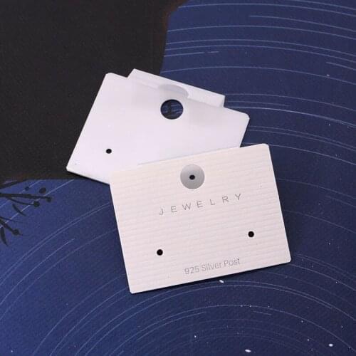 New 3*4cm High Quality 200Pcs White Plastic 925 silver post Ear Hooks Holders Earring Jewelry Displays Cards Earring Stud Cards