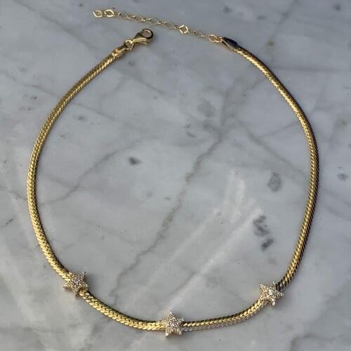 4mm Cuban Link Chain 32+10cm Choker Micro Pave CZ Star Charm Fashion Female European Women Necklace