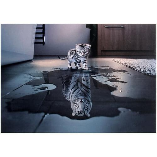 Jigsaw Puzzle 1000 Piece White Tiger In Heart Kitten Puzzles For Stress Relieve Kids Adults Home Decoration