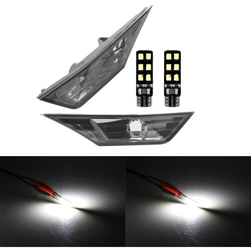 Fit 2016-2018 For Honda Civic Smoke Lens Side Marker Lights Lamps Switchback Amber White Signal Lights Lamp+T10 SMD LED Bulbs