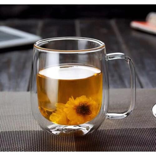 Transparent double-layer wall insulated cup Milk coffee drink beer glass mug Heat resistant gift Household Office Water cup hot