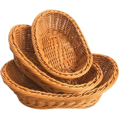 Wicker Woven Bread Basket Serving Basket Set of 3,Storage Basket for Food Fruit Cosmetic Storage Table Top and Bathroom