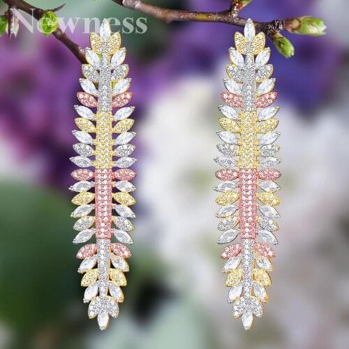 Newness Gorgeous Marquise Shape Cubic Zirconia Drop Earrings For Women Fashion Leaf Bridal Earrings Wedding Party Jewelry