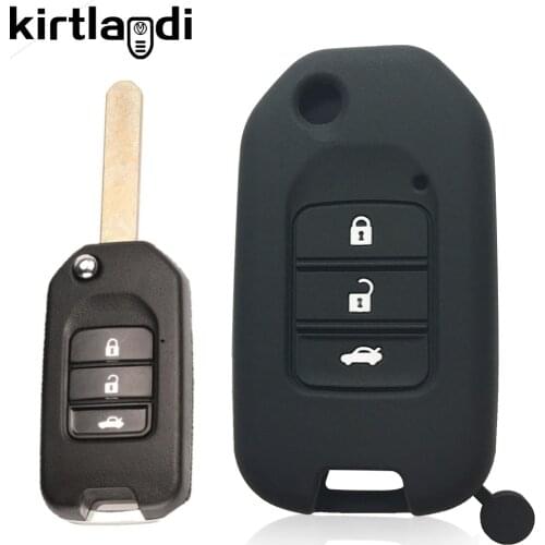 Silicone Flip Car Key Case Cover for Honda CR-V HR-V Accord Odyssey Jade Crider 2013-2017 2018 Keyless Fob Shell Skin Key Holder