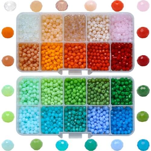 Glass Beads for Jewelry Making Faceted Rondelle Crystal Beads 4MM Multicolored Spacer Beads for Bracelets Necklace Earrings DIY
