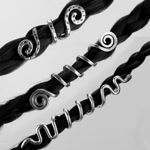 Hiphop Dreadlocks Viking Spiral Charms Beads for Hair Braids for Beard Hair Beads Jewelry Vintage Women Girl Hairpin Hair Clips
