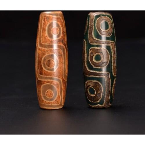 Vintage Tibetan Eyes Dzi Beads, Oval Antiqued Stone Spacer Beads Hole Bead Loose Beads For Jewelry Making 2 PCS