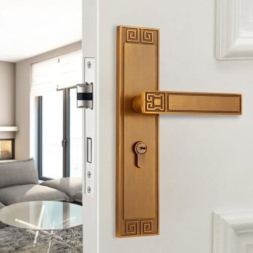 High Quality Indoor Bedroom Split Door Lock Modern Retro Cyan Handle Mechanical Lock with 3 Key Kitchen Bedroom Hardware Locks