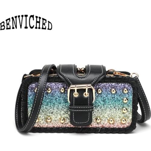 PU Women bag 2021 summer new Korean version of elegant temperament rivet bag trend fashion womens crossbody shoulder bag A003