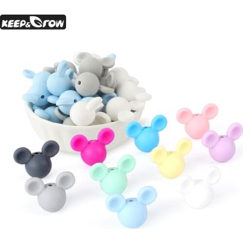 10Pcs Mickey Baby Silicone Beads Cartoon Teething Beads Food Grade Baby Teething Necklace Accessories DIY Baby Pacifier Pendant