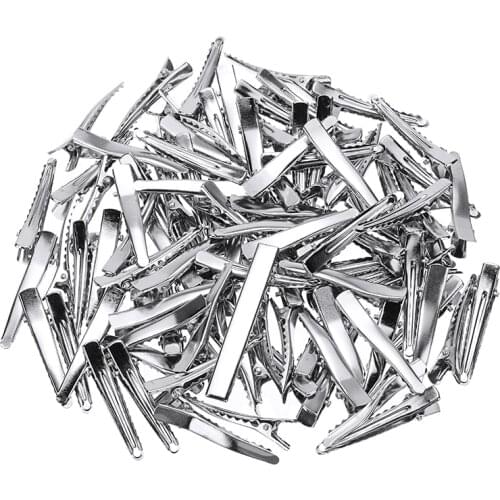 100Pcs/Set Metal Crocodile Alligator Clips DIY Cable Lead Testing Alligator Clips Clamps Sliver Metal Hair Clips 4.5cm