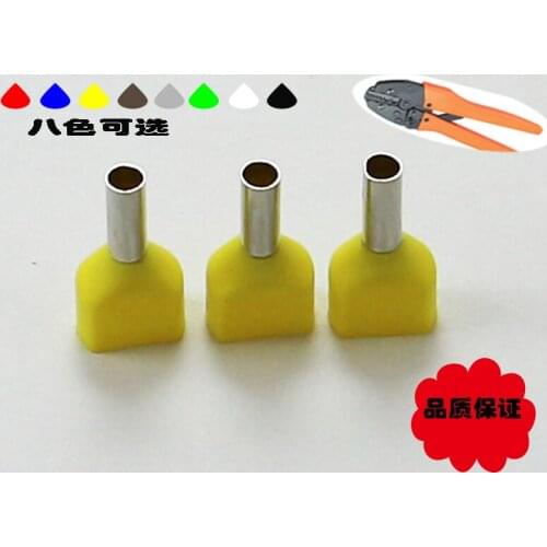 100pcs/lot TE1512 2X1.5mm2 Bootlace cooper Ferrules kit set Wire Copper Crimp Connector Insulated Cord Twin Pin End Terminal