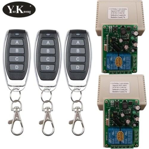 110V 220V 2 CH Gang Relay Remote Control Switch 220V 120V 230V 240V 85V-260V Relay Dry Contact Wireless Remote ON OFF Switch 433