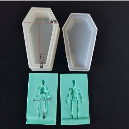 Halloween decoration silicone coffin skeleton silicone molds Cake Decorating tools Coffin Shape Fondant Mould 2 pcs/set