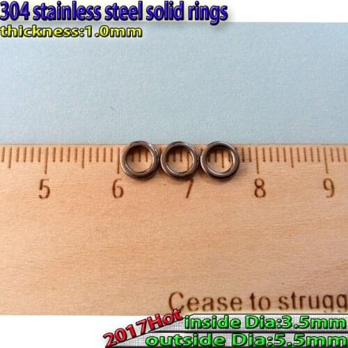 2017The good 304 stainless steel fishing solid ring 500pcs/lot size 1.0mm3.5mm5.5mm