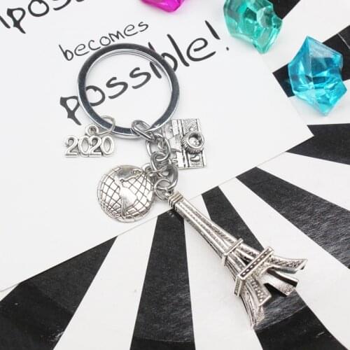 2019 2020 2021 2022 Earth Paris Tower Alloy Keychain Camera Pendant Travel Keyring Best Friend Keyring Jewelry Key Chain Gift