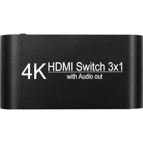 3 Port HDMI Switcher Audio Extractor 3x1 4K 3 in 1 out Switch SPDIF 3.5 jack Optical Toslink Splitter Remote for HDTV PS4