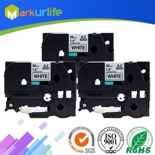 3 pcs/lot 36mm*8m Tze 261 Tze261 Black on White Laminated Compatible P touch 36mm tze-261 Label Tape Cartridge tz261 tze-261