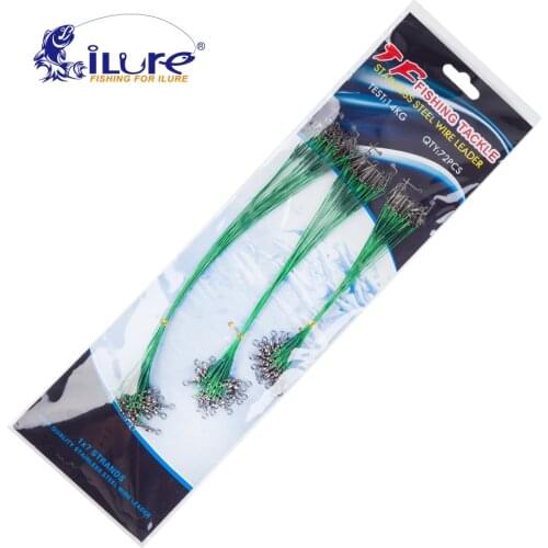 72 Pcs 15/20/28cm Fishing Line Steel Wire Leader With Rolling Swivels Duo-Lock Snap Fishing Accessories Green Leadcore Leash