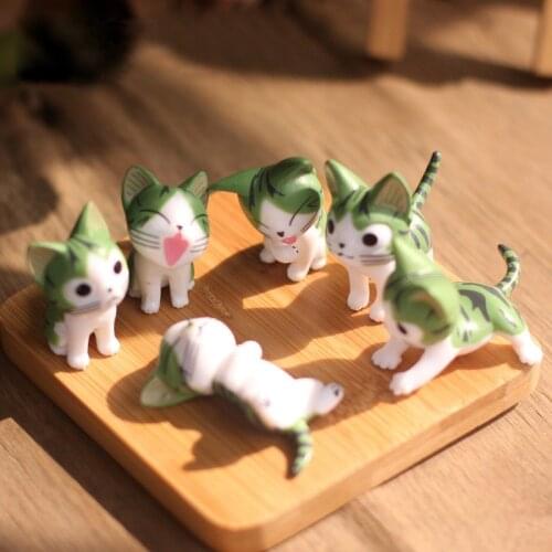 9pcs/lot Creative Cheese Cat Doll PVC Mini Japan Small Place Christmas Birthday Present Anime Figure Cheese Cat Toy Doll