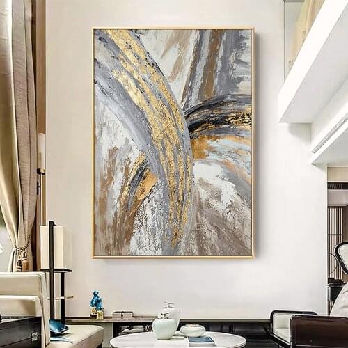 Handmade Abstract Golden Pretty Canvas Oil Painting Wall Art Picture Living Room Aisle Hotel Office Decoration Paintings Gift