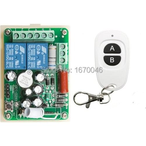 AC220V 2CH RF Wireless Mini Switch Relay Receiver Remote Controllers & White AB keys Waterproof Transmitter Toggle Momentary
