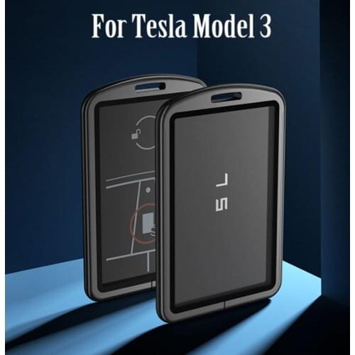 Aluminum Alloy Car Key Cover For Tesla Model 3 Key Shell Protector Bag Induction Card Holder