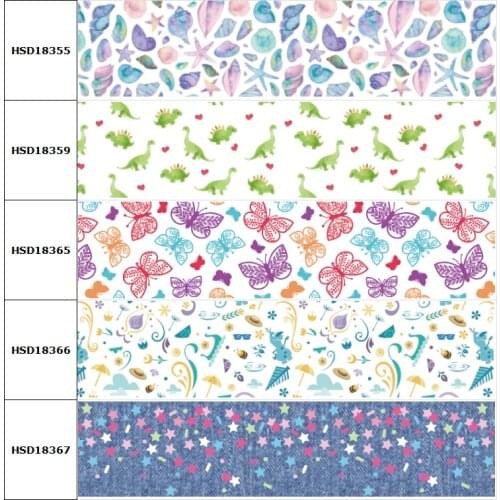 10yard Starfish Dinosaur Cartoon Printed Grosgrain Ribbon Accessory Hairbow Headwear Decoration DIY Wholesale OEM 38MM 75MM