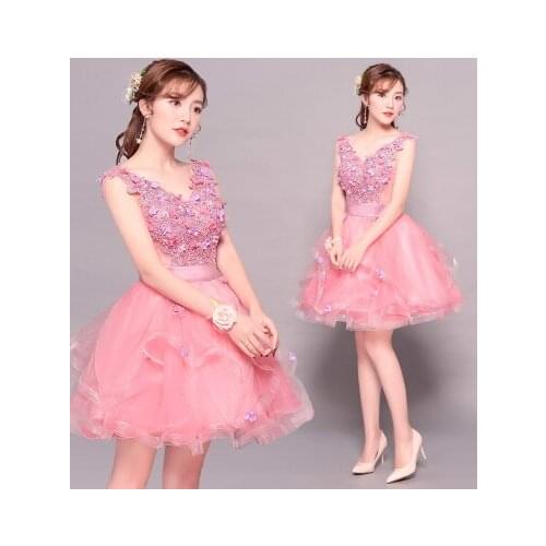 Freeship light pink sleevewave flare tutu lovely short lolita dress stage performance/cartoon/carnival dress cosplay