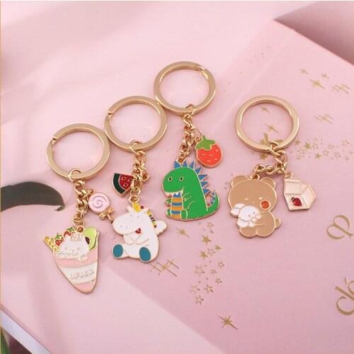 Cute Little Bear Keychains Creative Animal Men Women Bag Car Pendant Charm Personalized Key Chains Accessories Couples Gifts