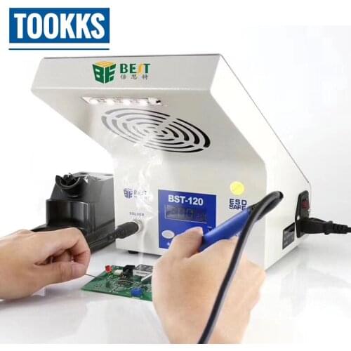 3 in 1 BST-120 LCD Digital Soldering Station Iron with Smoke Absorber With Led Light