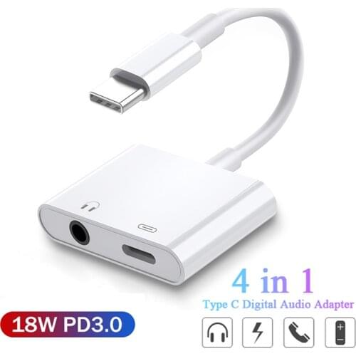 Type C To 3.5mm Jack Digital Audio Adapter For Huawei P30 P20 USB-C Charging Headphones Splitter Converter For Samsung S10 S9 PD
