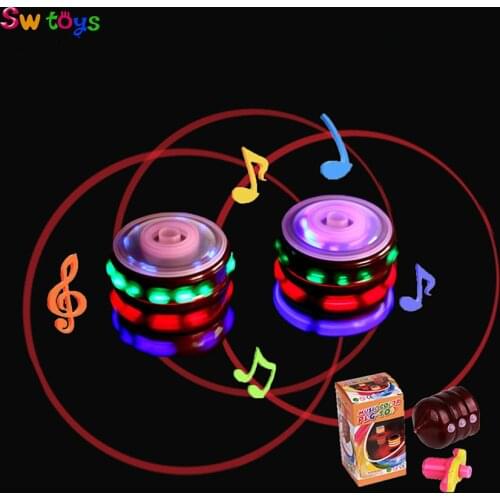 Colorful Flash LED Light Spinning Top Laser Music Gyroscope Kids Luminous Music Gyro Boys Girl Fun Toys Imitation wood gyro