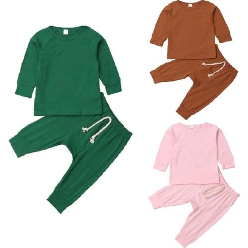 Kids Baby Boy Girls Pajamas Sleepwear Nightwear Outfit Casual Clothes Top+Pants Clothes T-shirt Tops+Long Pants Outfits Sets