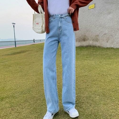 Denim Trousers for Women Plus Size Casual Ladies Straight Jeans Pants Female Full Length Streetwear High Waist Jeans Trousers