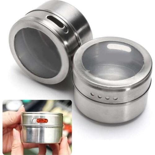 Stainless Steel Spice& Pepper Shakers Functional Salt Tin Kitchen Everyday Spice Container Sauce Storage Jar Seasoning Box 4
