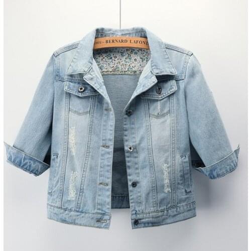 Short coat Casual Large Size New Cropped Denim Jacket Womens Top Jacket 5xl