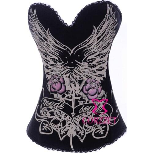 Female Sexy Black Body Waist Trainer Corsets And Bustiers Basques Women Goth Vintage Overbust Push Up Cotton Corpete Corselet