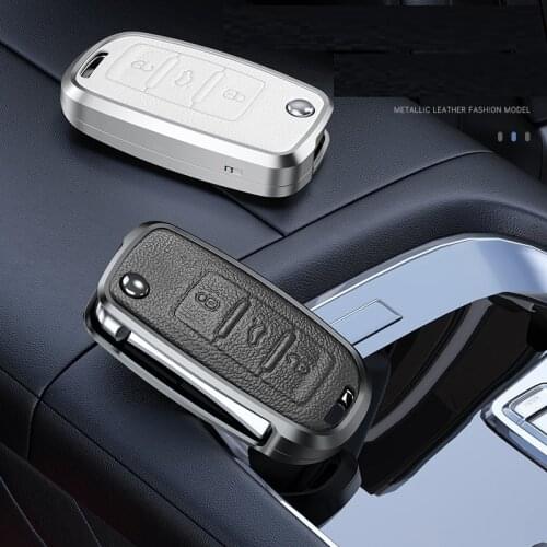 Leather Aluminum Car Key Cover Key Case For Volkswagen VW POLO Tiguan Passat B5 B6 B7 Golf EOS Scirocco Jetta MK6 Octavia