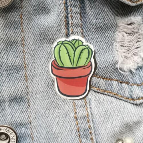 Beautiful Womens Brooches Cartoon cactus Pin Cute Acrylic Badges Lapel Pins For Kids Backpacks Clothes Accessories jewelry Gift