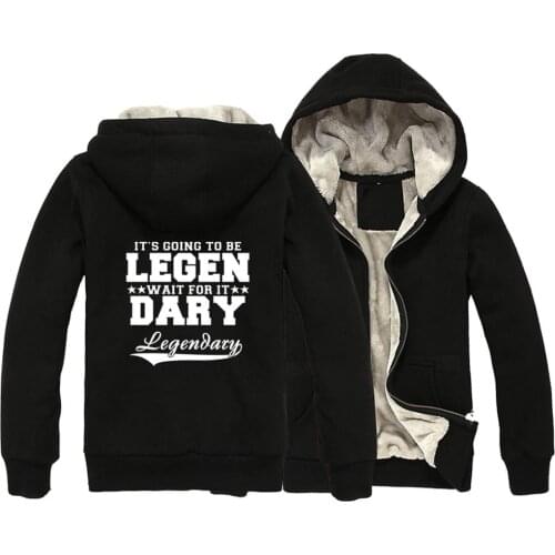 Man Boy Parkas Full Zip Coat HIMYM Legen Dary Letters Its Going To Be Legendary Wait For It Plus Velvet Autumn Winter ZIIART