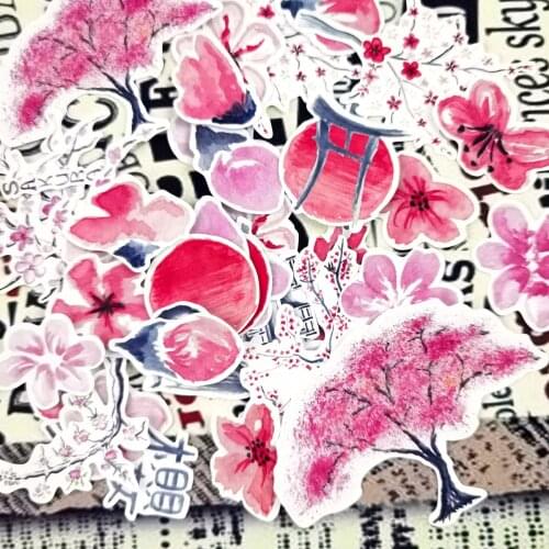 38pcs Japanese blossoms flower tree sticker Diary Notebook pink girl diary thin Paper journal stickers adesivos
