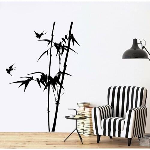 Wall Decal Branch Tree Bamboo Bird Bedroom Sofa Background Decor Vinyl Wall Sticker Home Decorte Living Room Nature Plant P578