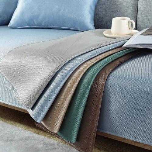 Non-slip Solid Sofa Cover Nordic Ice Silk Sofa Towel Summer Sofa Cover