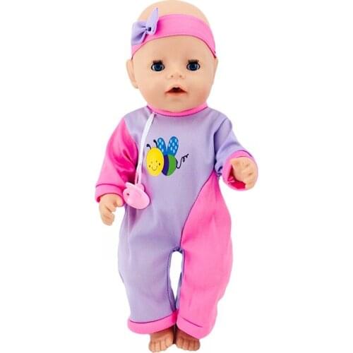 2021 New Clothes Pattern Hair Belt Pacifier One-piece Suit Fit 18 Inch American&43cm Baby New Born Doll Clothes Accessories