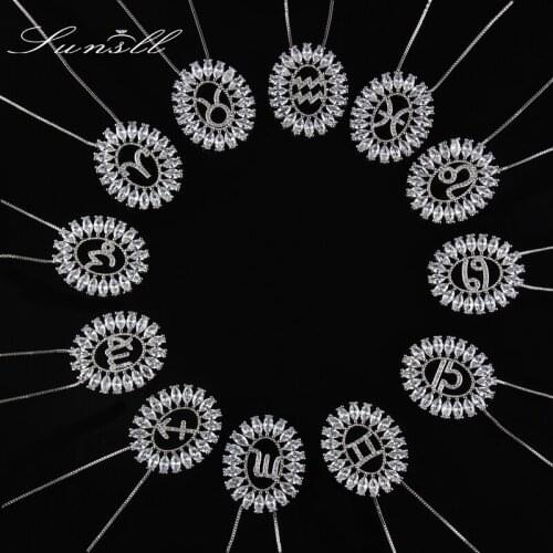 SUNSLL New arrival copper necklace AAACZ 12 constellation pendant necklace for Womens Fashion party Jewelry necklace gifts