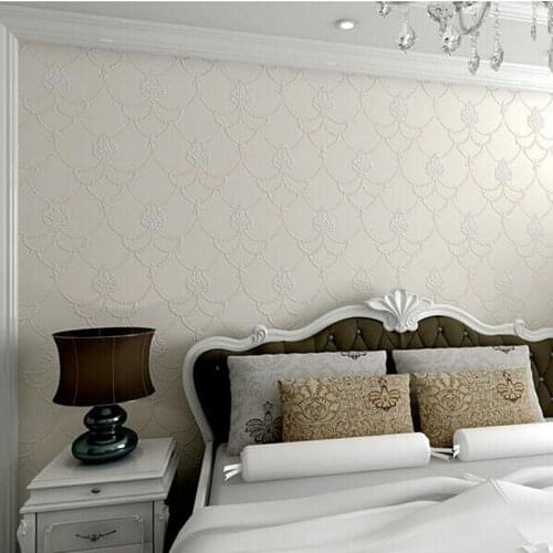 Beibehang Non Woven Embosed Flocking Wall Paper Europea 3d Floral Pattern Damask Wallcovering Minimalist Modern Style Wallpaper